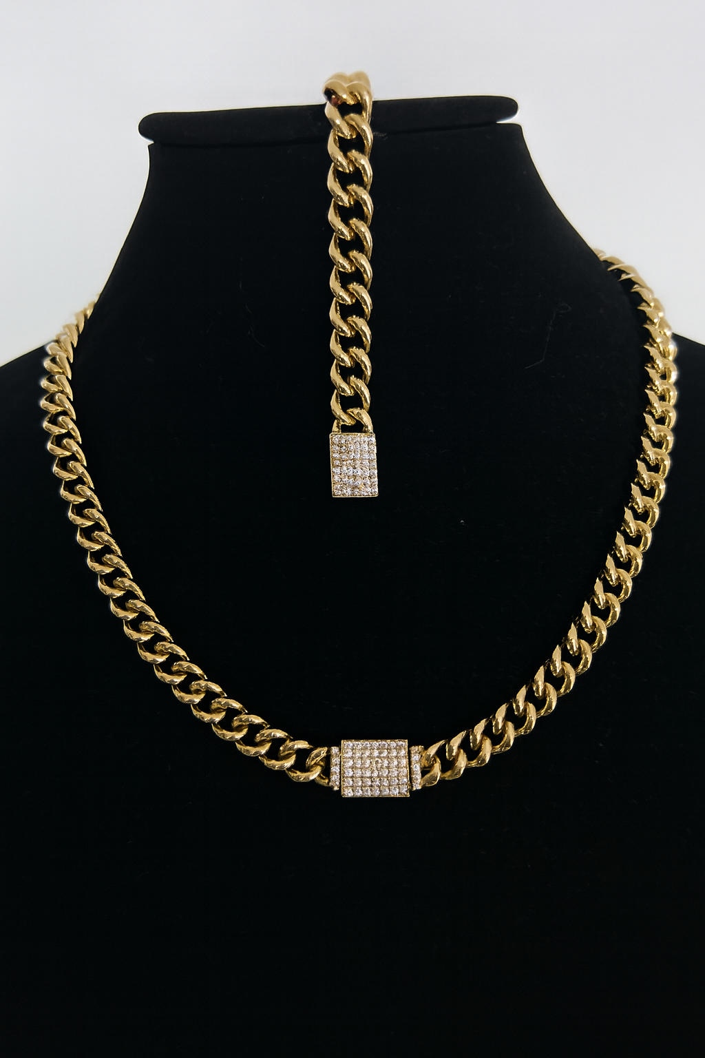 14k Gold-Plated Cuban Link Necklace & Bracelet Set